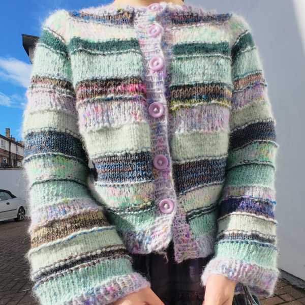 Layer cake cardi - Turquoise and lilac