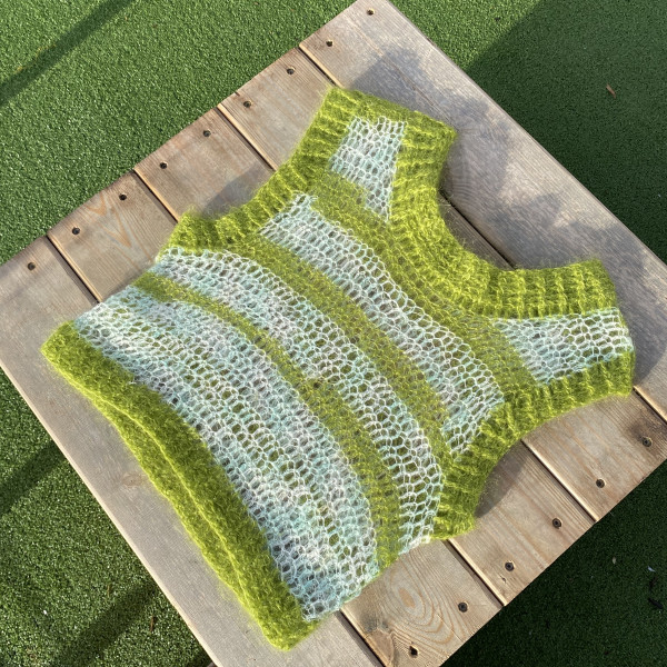 Mohair striped green vest
